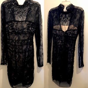 Bebe Black Lace Cocktail Dress. Size XXS